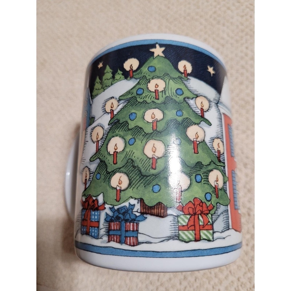 Vintage 1992 Ceramic Mug Susan Winget CIC Snowman Winter Holiday Scene - Picture 3 of 5